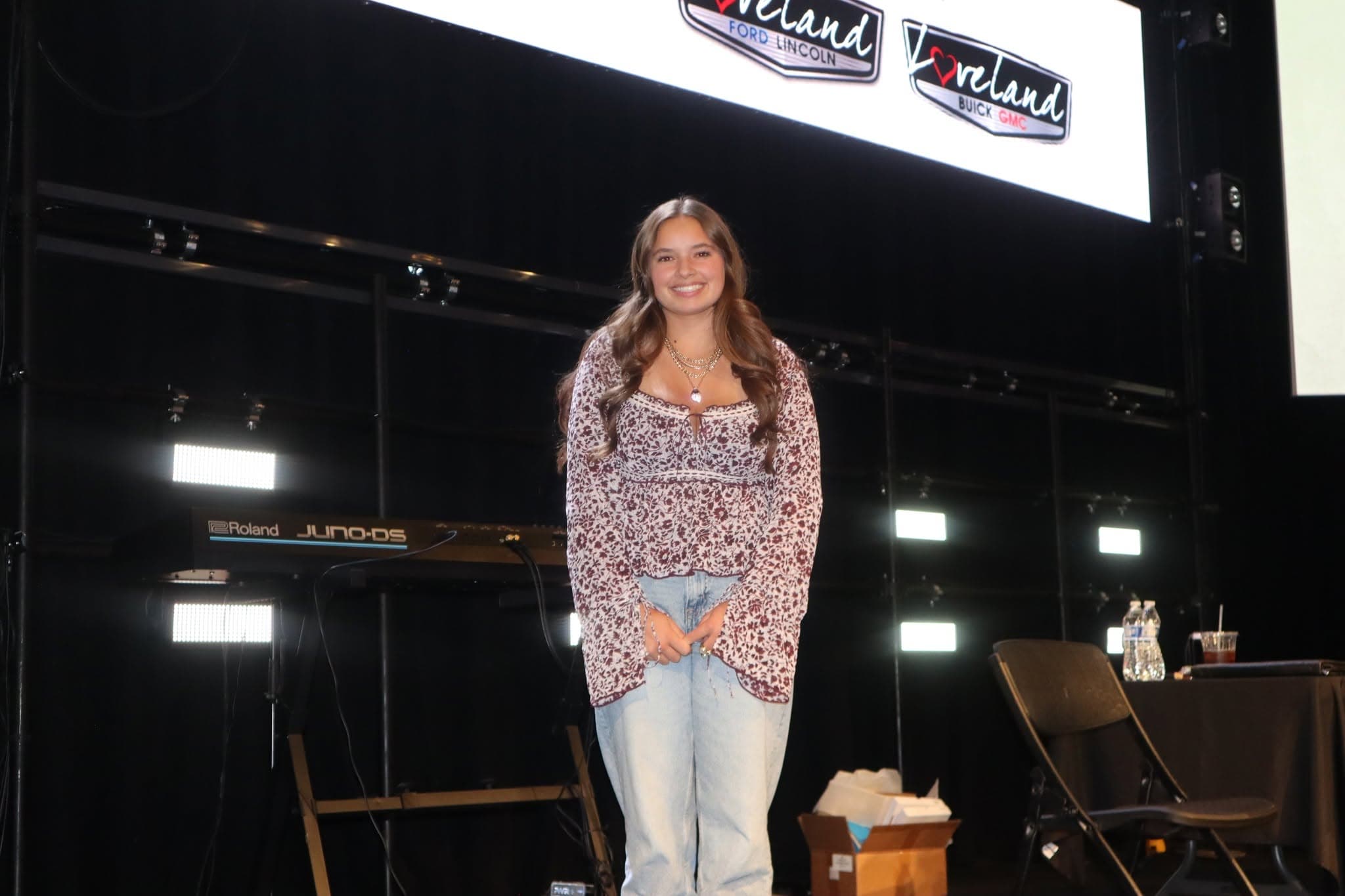 Student athlete honored on stage at the banquet ceremony