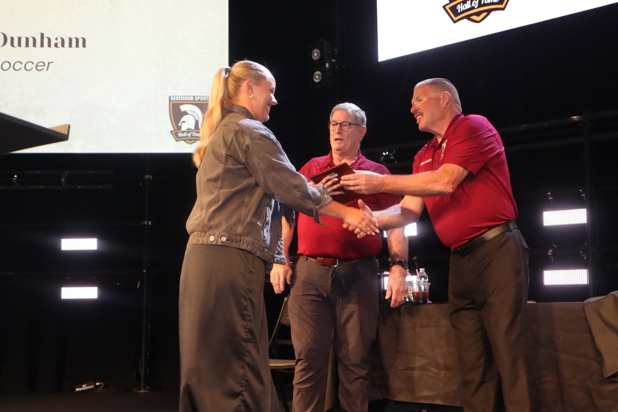 Plaque presentation during Hall of Fame inductions
